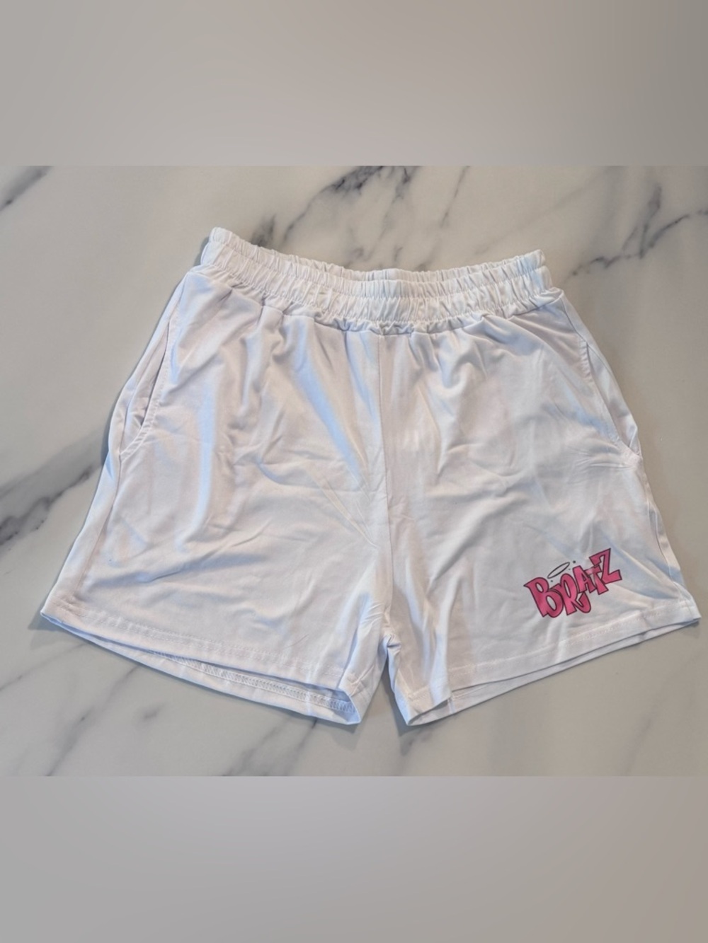 Bratz White Elastic Waist Shorts with Pink Pop Graphic